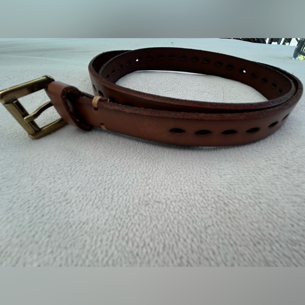 Brown Leather Belt with Gold Hardware 24 inches